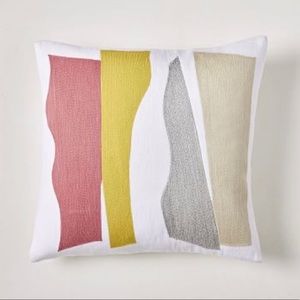 West Elm Crewel Wavy Cutouts Pillow Cover, 18"x18" Color Edgy Coral